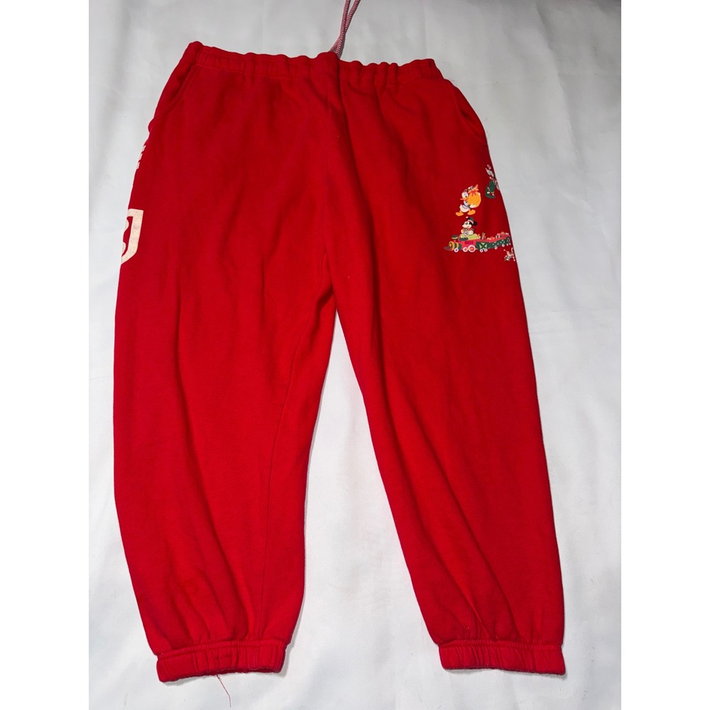 Disney World Christmas Holiday‎ Sweatpants Red Mickey Mouse Joggers Mens XXL
